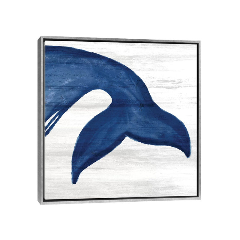 «Whale Tails III» par Ann Bailey - impression d'art graphique, Toile avec cadre argenté, Aucun mat