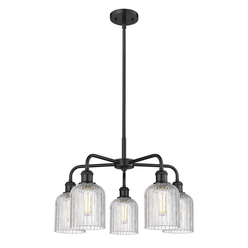 Fiennes 5 - Light Steel Dimmable Bell Chandelier, Polished Chrome