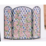 Rose Trellis 3 Panel Brass Fireplace Screen