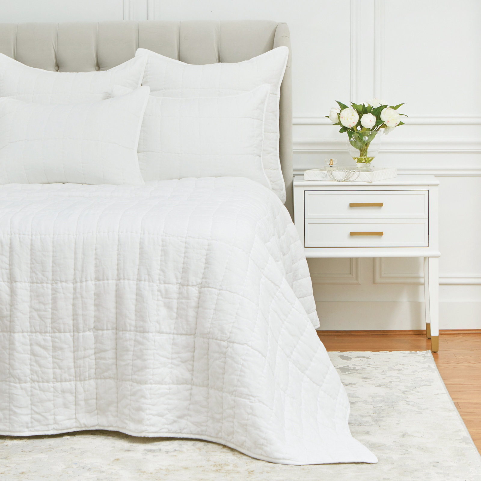 Fielder Linen Quilt Set, White, Queen Quilt