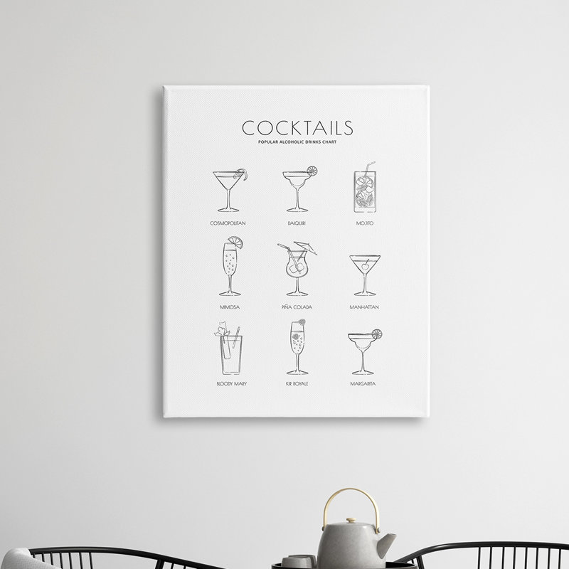 Verre à cocktail populaire populaire avec verres à cocktail amusants - impression, H 40 po x l 30 po x P 1,5 po, Toile tendue