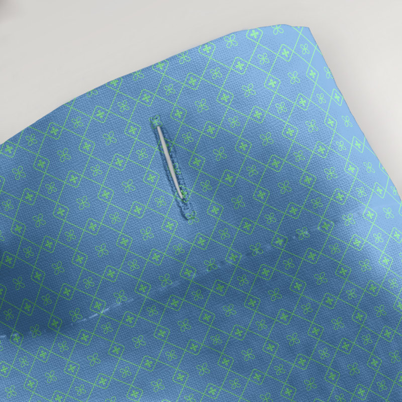 Rideau de douche simple Katelyn Elizabeth, Bleu / Vert