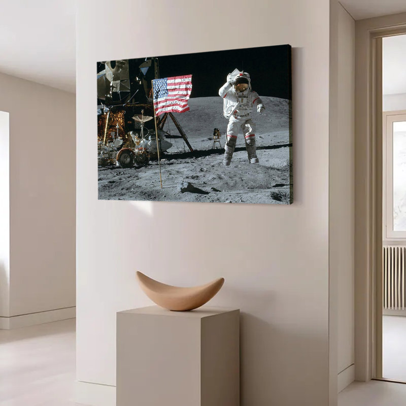 Affiche photo Apollo 16 John Young Salutes Flag, Artwork Design-1, 24x36inch