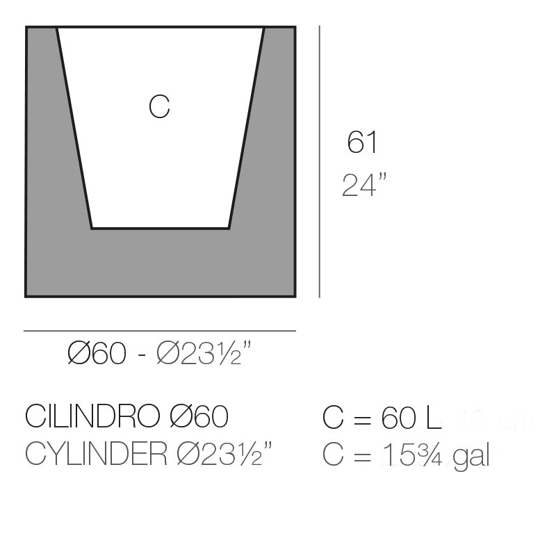 Cilindro - High Resin Pot Planter - Simple, Ecru, 23.5" H x 23.5" W x 23.5" D