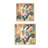 Set Of 2 Decorative Trays, Crisp White MDF, Floral Printed PVC, Pink, Green