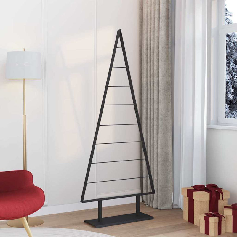  Metal Christmas Tree with Stand steel, Black, 5.91' H