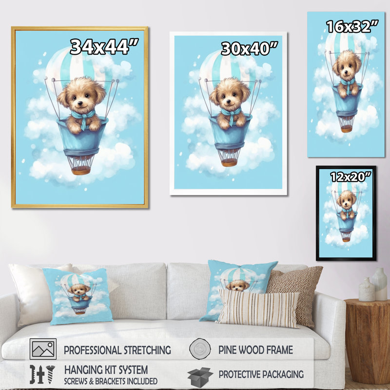 Nursery Adorable Pups I, Cadre photo noir, H 44 po x l 34 po x P 1,5 po