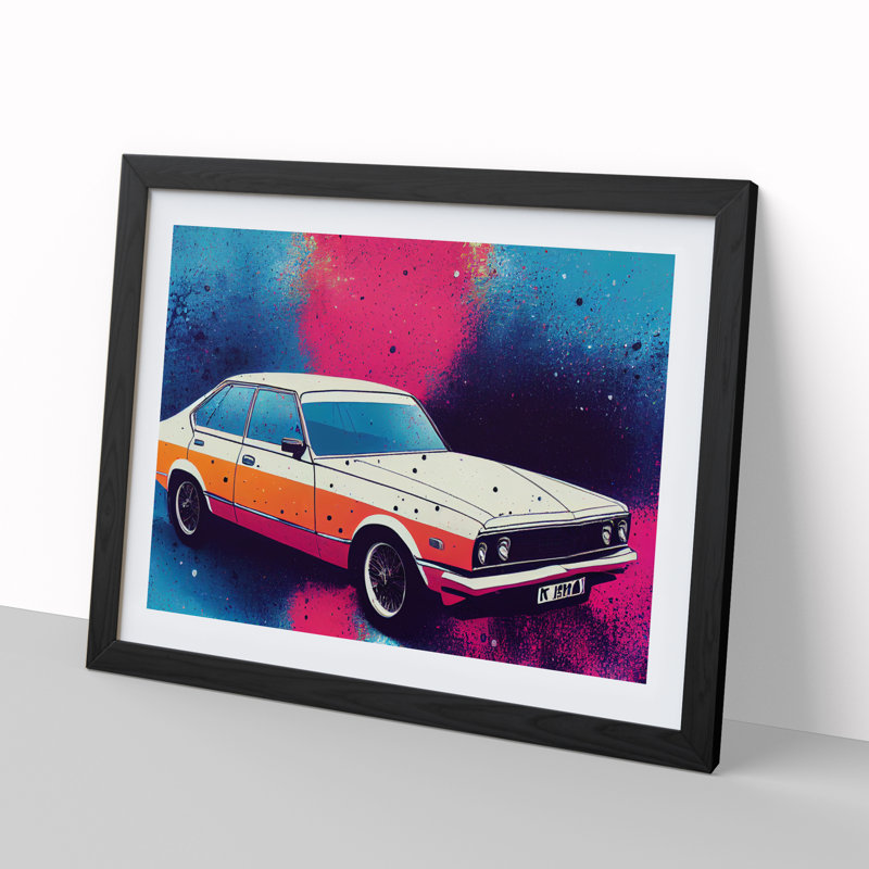 Retro Car Splash Vol.3 - Single Picture Frame Painting, Black Framed, 46cm H x 64cm W x 2cm D