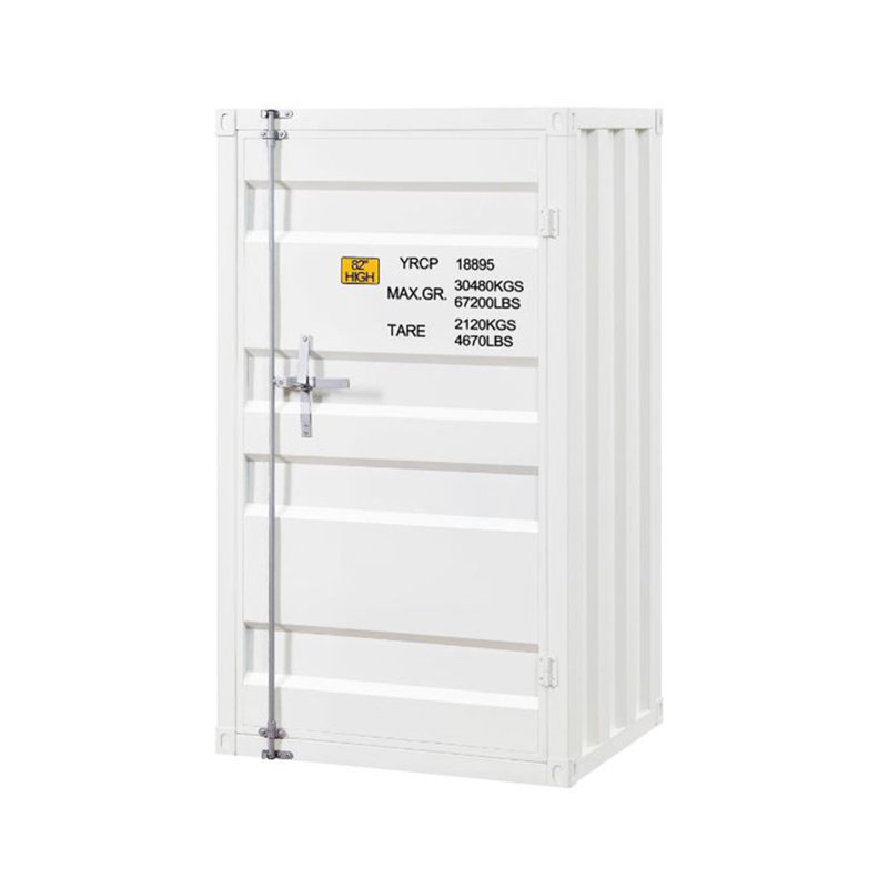 Coffre cargo blanc, armoire de rangement métallique avec porte simple de style conteneur