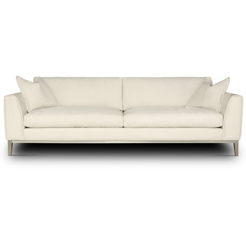 Fairfax 96'' Leather Sofa, Snowflake (Soft Touch), Stainless Steel
