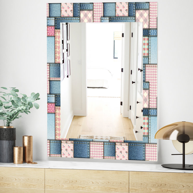 Miroir mural en patchwork mid-century modern, H 24 po x l 32 po
