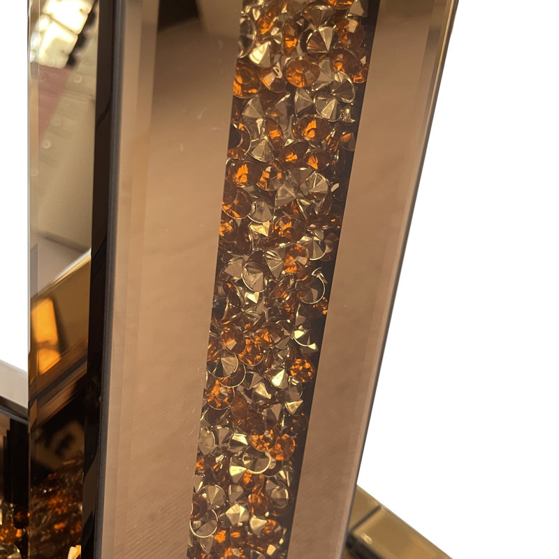 Console de vestibule moderne avec incrustation de diamant concassé et miroir en verre brun pour le vestibule, tables décoratives Glam pour le salon