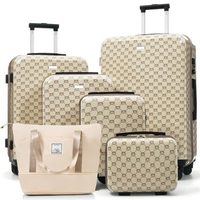6-Piece Hardside Luggage Set with TSA Lock, 14/16/20/24/28 Inch ABS Spinner Suitcase Set with Expandable Travel Duffel Bag, 360° Smooth Rolling Wheels, Adjustable Handle, Luggage