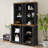 2-Piece Tall Freestanding Cabinet Set With Walnut Top, Open Storage Bookshelf With Curved Design, Anti-Tip Device-1159067822