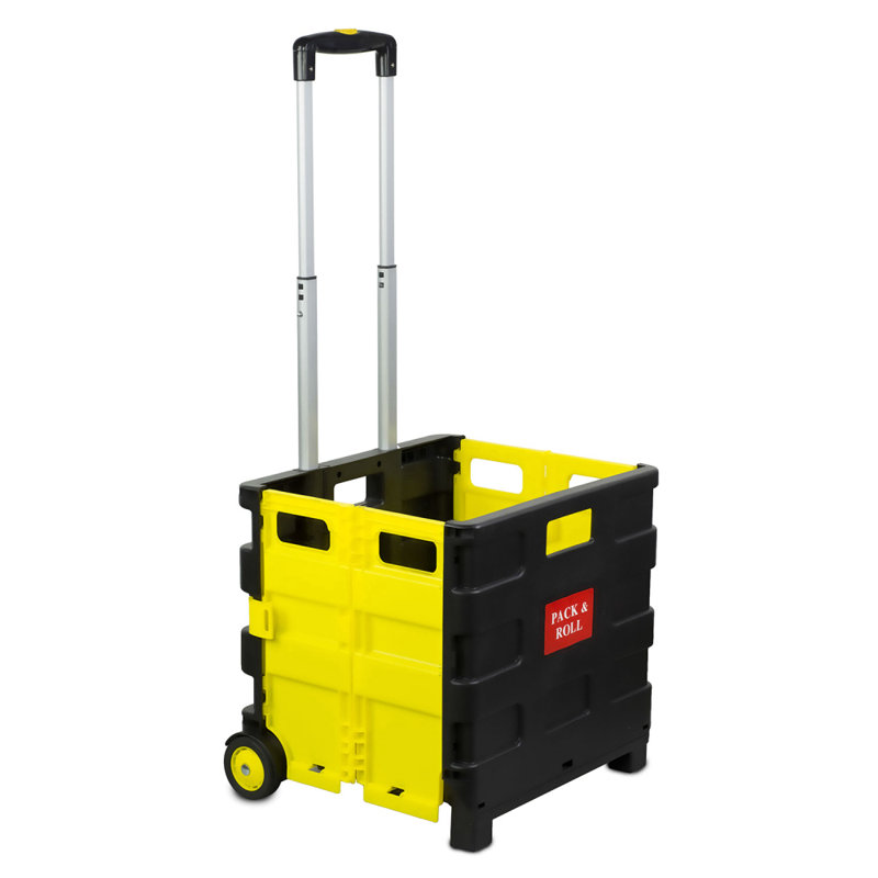 Yellow and Black Mobile Folding Utility Cart with Aluminum Handle