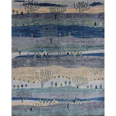 One-of-a-Kind High-Quality Hand-Knotted Blue/Beige/Gray Area Rug