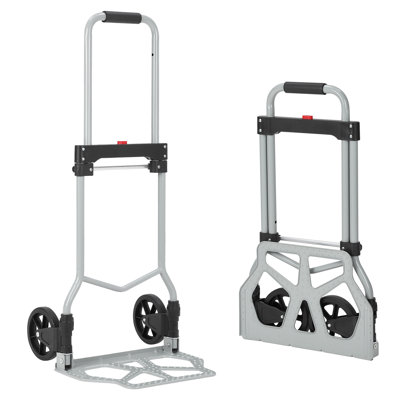 Aluminum Hand Truck – Foldable Steel Base Trolley with 100 kg Load Capacity, Portable for Moving Boxes & Groceries – Ideal Handling Tool for Home & Warehouse