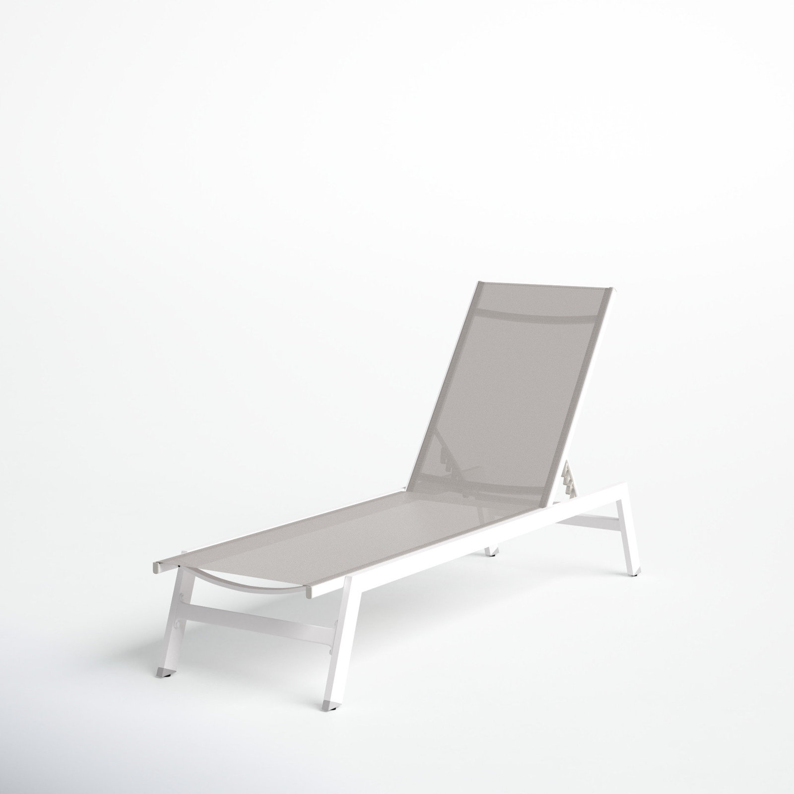 Yves 23.23" Outdoor Aluminum Chaise Lounge, Silver/Beige