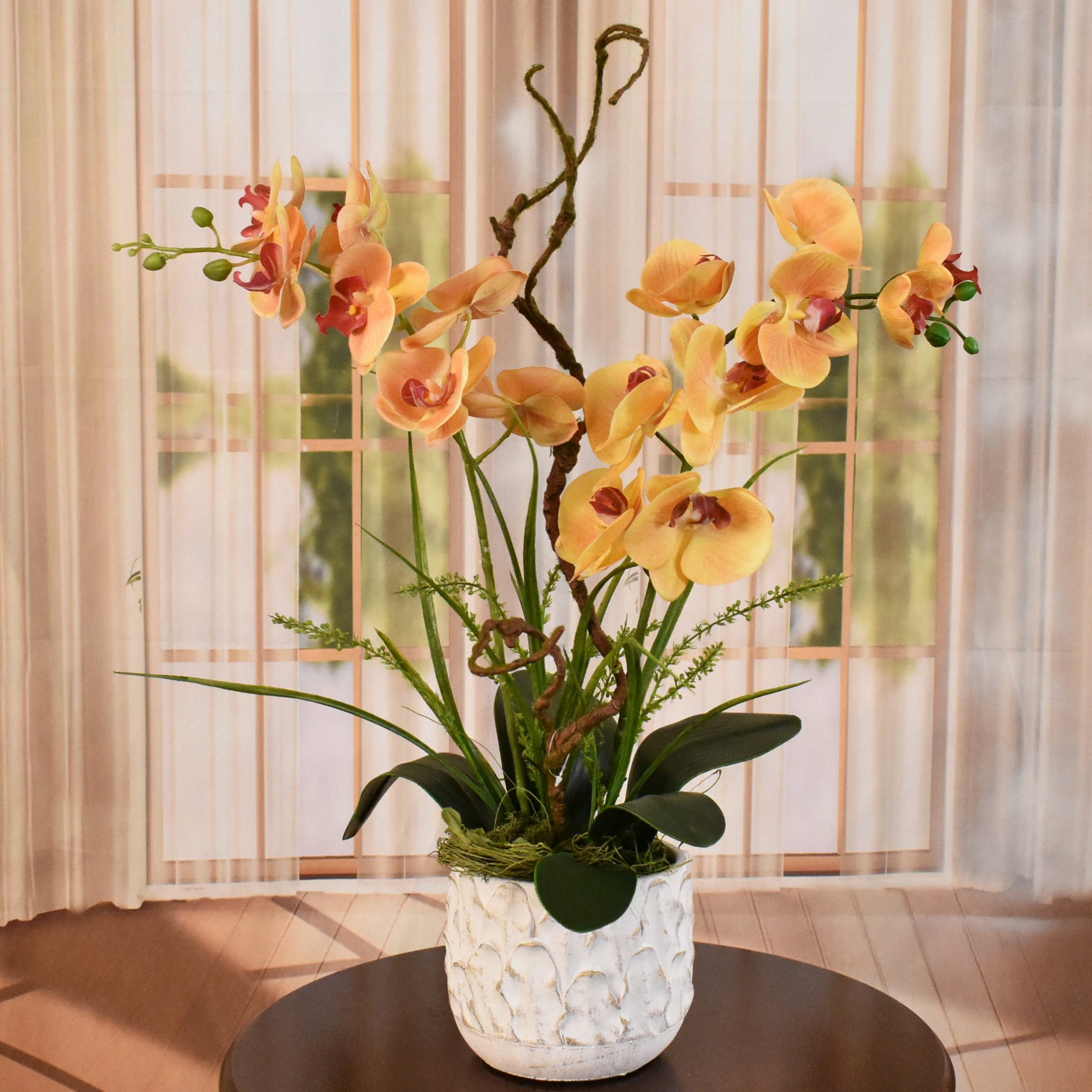 Primrue Faux Silk Orchid Centerpiece in Vase | Wayfair