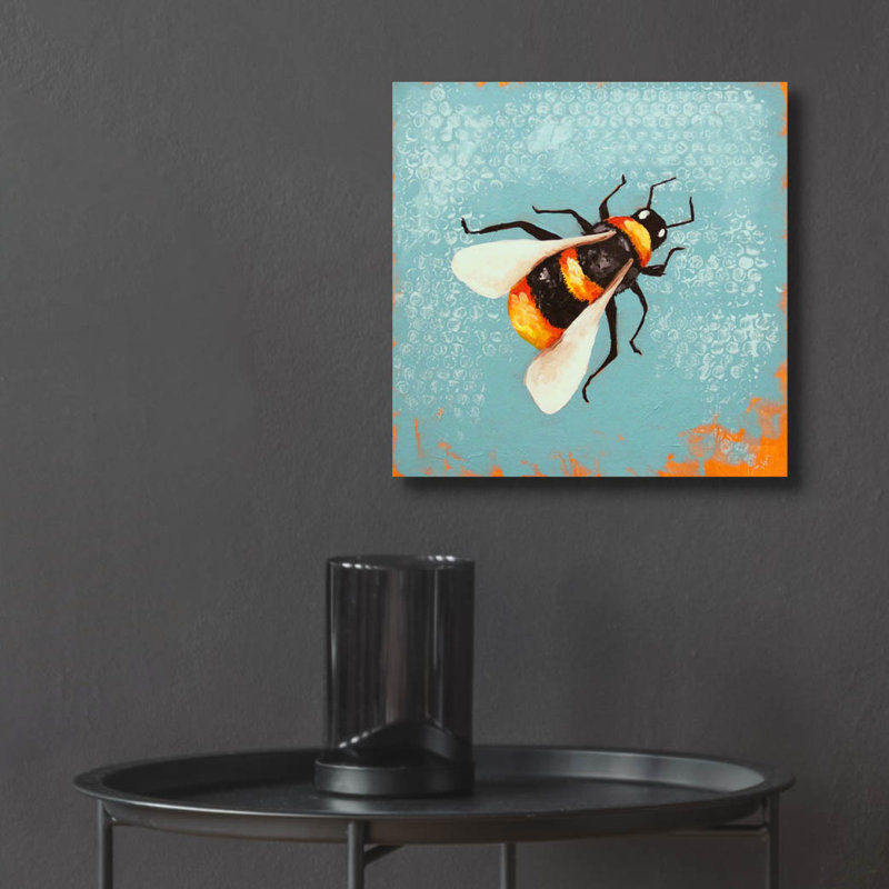 «Bee Peinture» par Lucia Stewart, art mural en verre acrylique, H 12 po x l 12 po x P 0,13 po