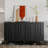 Trin Modern Lacquer Accent Cabinet with 4 Glass Doors – Adjustable Shelves Buffet Sideboard for Living Room, Dining Room, Entryway-1906473560