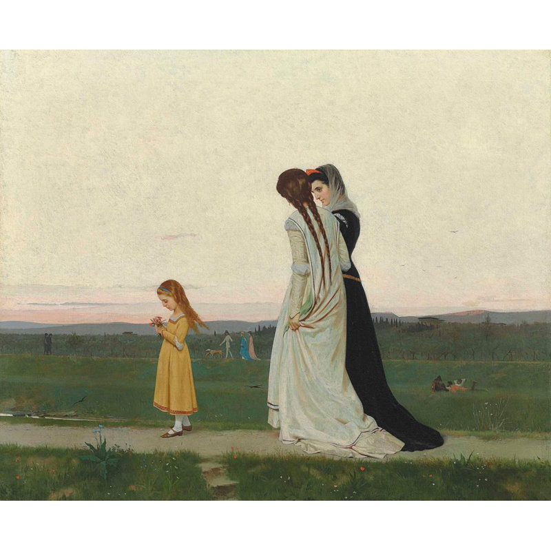 «The Evening Walk-Environs of Florence» par Raffaello Sorbi - Art mural sur toile tendue avec châssis