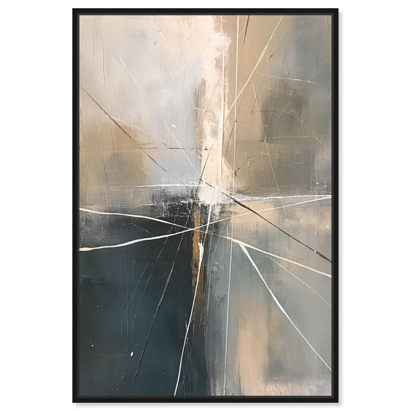 Art contemporain I, toile abstraite minimaliste par Art Remedy, H 46 po x l 31 po, Cadre noir