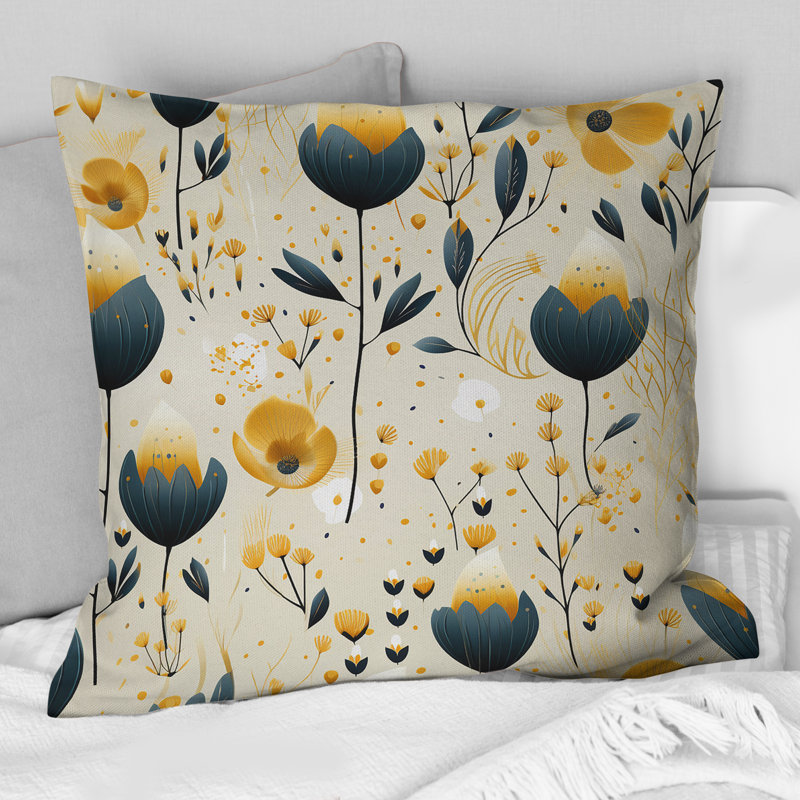 Motif floral sarcelle sarcelle - imprimé floral, H 18 po x l 18 po