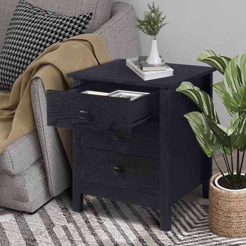 Tables de chevet 3 tiroirs pour chambre à coucher (ensemble de 2)