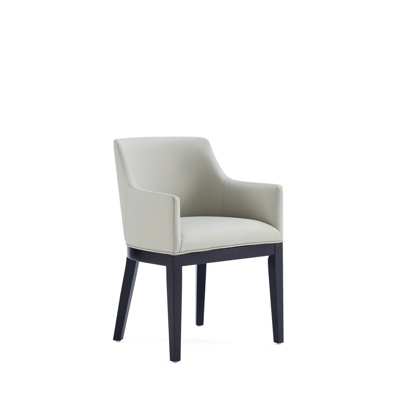 Gansevoort Modern Vegan Leather Upholstered Beech Wood Dining Arm Chair in Stone Gray, Stone Gray