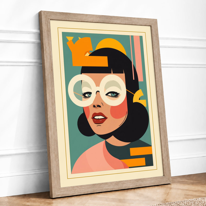 Portrait Art Deco - Framed Print, A2 - 59.4 x 42.0 cm, Oak