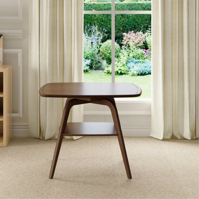 Table de salle à manger moderne en bois avec tablette de rangement, finition noyer