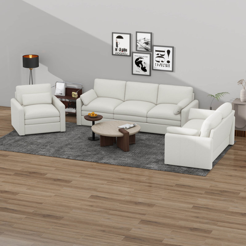 Ensemble de canapé rembourré 3 pièces Cofy Cloud, Beige