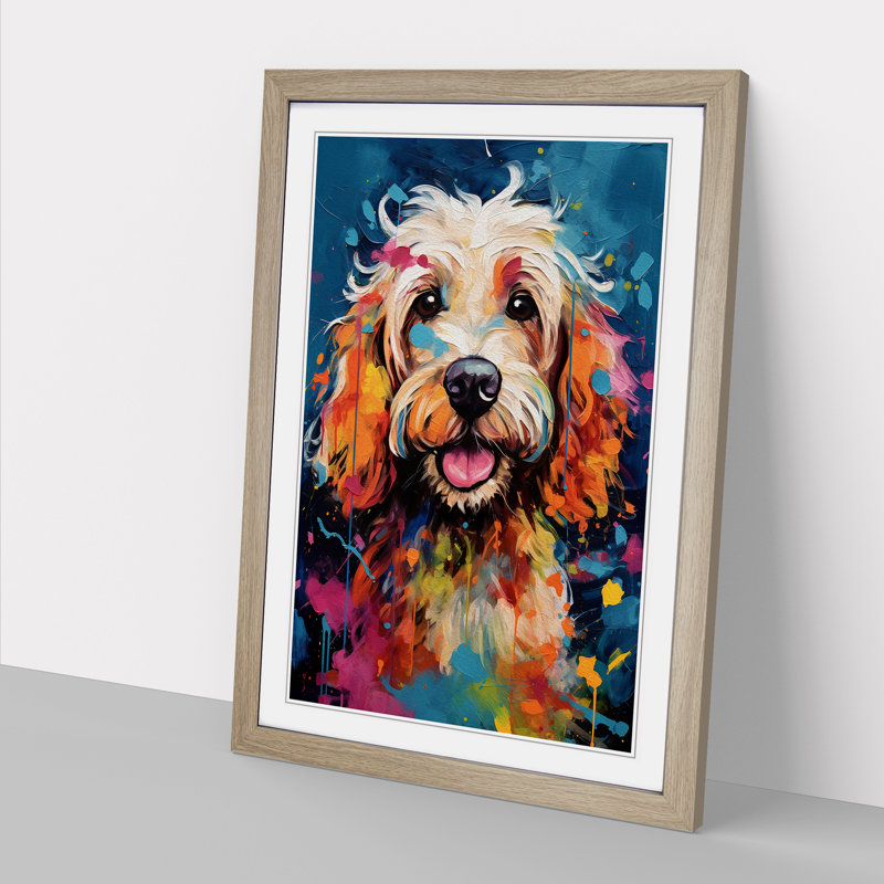 Cockapoo Abstract No.2 - Single Picture Frame Print on Wood, 46cm H x 34cm W x 2cm D, Oak Framed