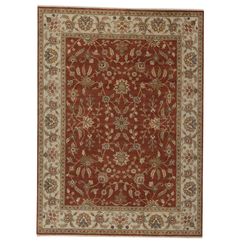 Tapis rouille et ivoire noué à la main de haute qualité