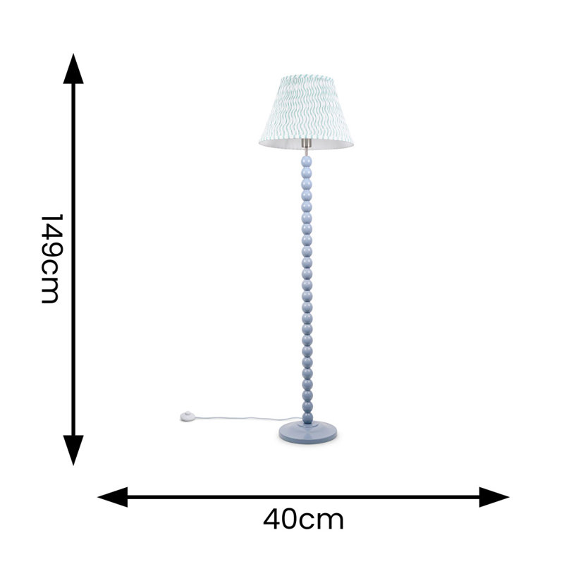 Bobbles 149cm Traditional Floor Lamp, Powder Blue