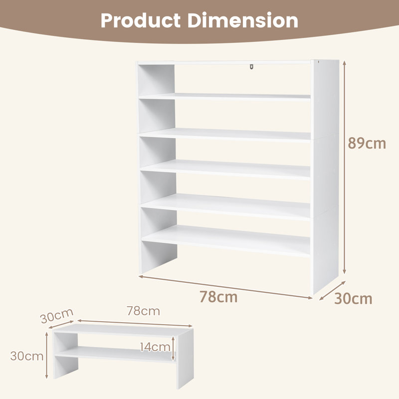 16 Pair Stackable Shoe Rack, White