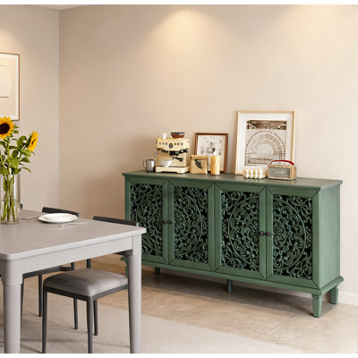 Buffet antique 60 "avec sculptures florales