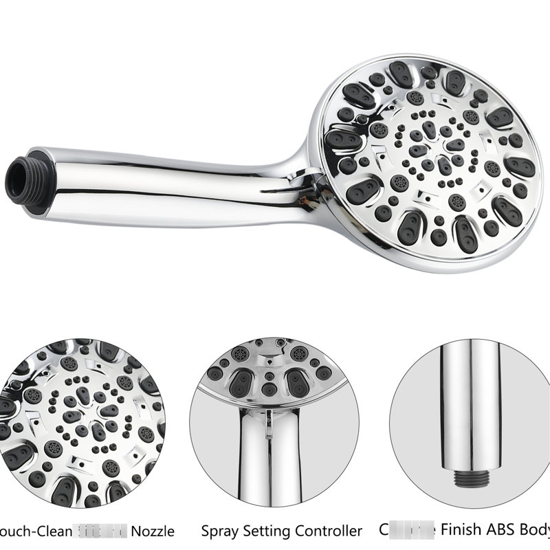 Pomme de douche à pluie à barre coulissante en acier inoxydable - Système de spa à double pomme de douche à 7 réglages avec tête en ABS de 5 po, fixation murale, barre de finition, 7 modèles de jet, débit de 1,8 gal / min
