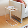 Small Metal And Wood Bedside Compact Side Table - Narrow C Shaped Slim End Table