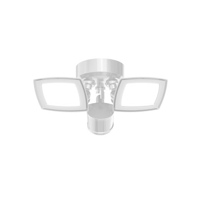 Outdoor Integrated LED Twin Head Motion-Activated Flood Light, 60W, 6,000 Lumens, 4000K, White Finish – Outdoor Security Lighting