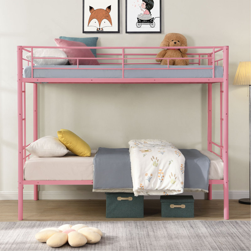 METAL BUNK BED, Twin, Pink