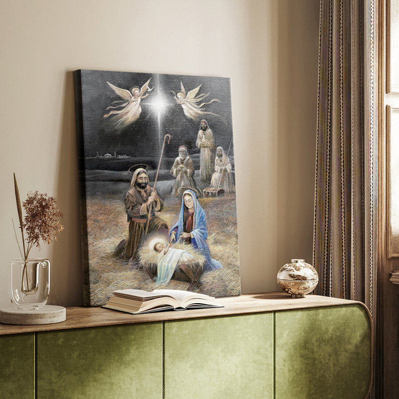 Nuit de Bethléem - Cavas enveloppés de galerie, H 18 po x l 12 po
