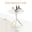 Table ronde pliable blanche, 23,6 po de diamètre x 29,5 po de hauteur, métal, imperméable et antirouille, base de trépied, table de patio intérieure et extérieure-351014767