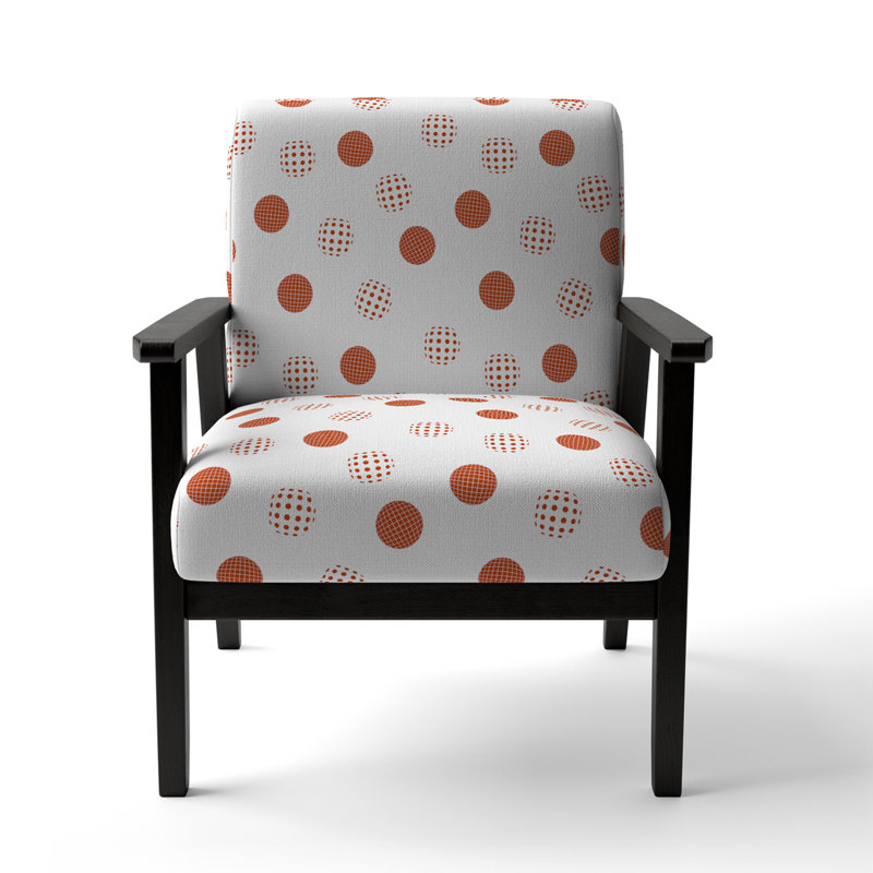 Brown Circle Dots - Upholstered Patterned Accent Arm Chair
