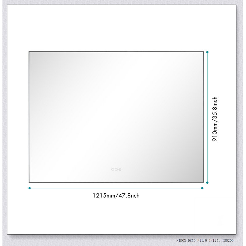 Miroir de salle de bain 48 po x 36 po à DEL avec rétro-éclairage, fixation murale anti-buée