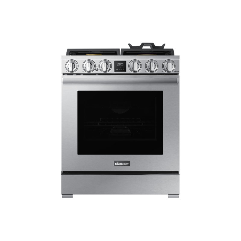 30" Pro-Range 4 Burners, Transitional, Silver, NG/LP, Dual Fuel