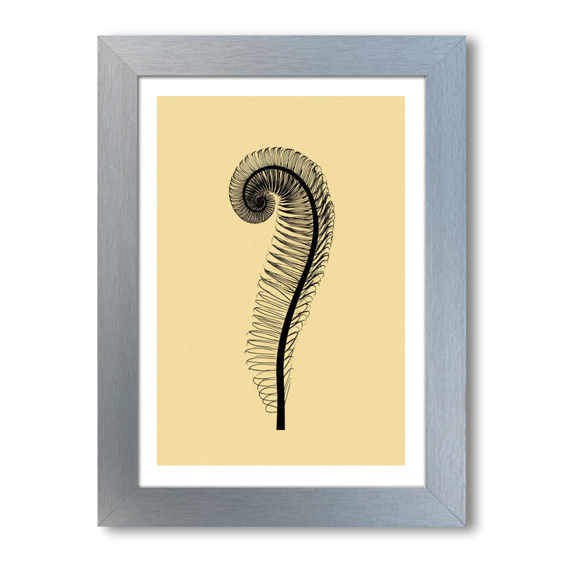 Wall Art Minimal Scandinavian fern frond line illustration on warm beige, elegant black spiral frond Modern Home Decor Giclee Art Print 1 Piece Wall Art