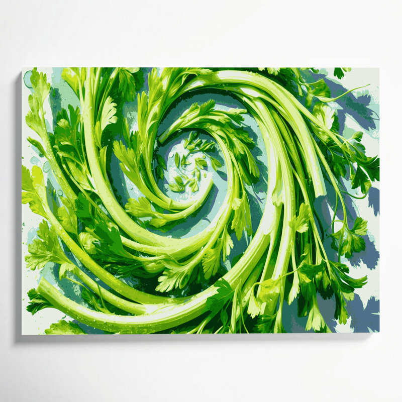 Légumes, art mural sur toile vert céleri, H 12 po x l 18 po