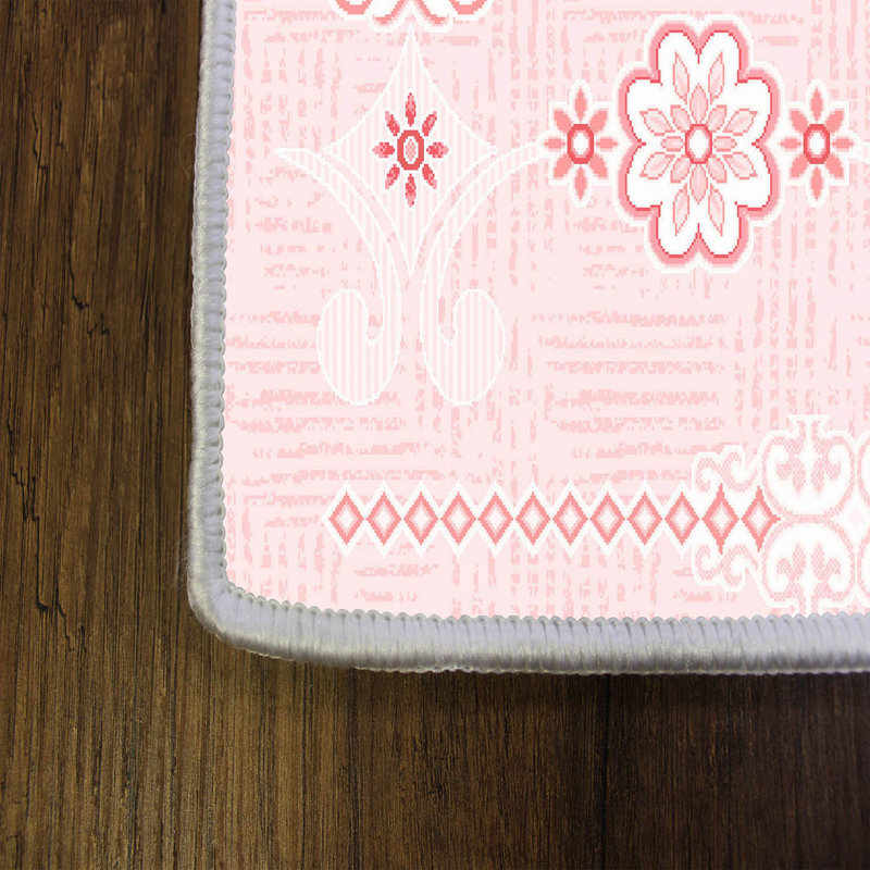 Tapis géométrique rose en polyester Bouffard, Rectangle 3 pi 3 po x 4 pi 11 po